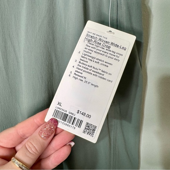 Lululemon Stretch Woven Wide Leg High Rise Crop Grey Eucalyptus Size XL NWT - Picture 12 of 13